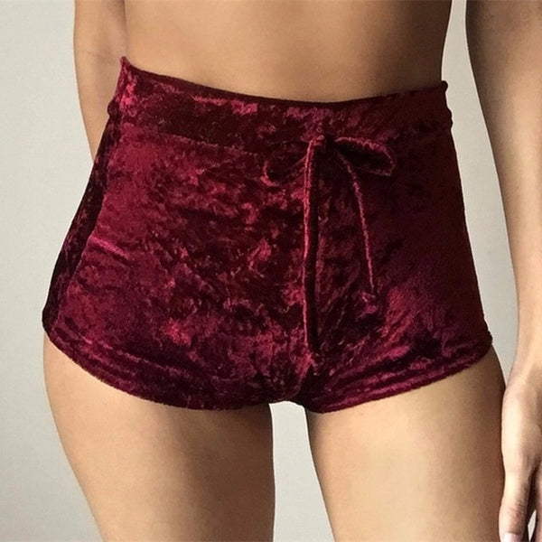 Women Pink Velvet Shorts Fashion Sexy Workout Flannel Short Pants - e'Rods Imports