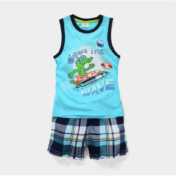 Green Crocodile Baby Boy Clothes Set Bike Children Tee Shirts Pants Suits Kids Outfit 100% Cotton Tops Panties 2 3 4 5 6 7 Years - e'Rods Imports