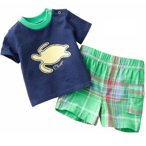 Green Crocodile Baby Boy Clothes Set Bike Children Tee Shirts Pants Suits Kids Outfit 100% Cotton Tops Panties 2 3 4 5 6 7 Years - e'Rods Imports