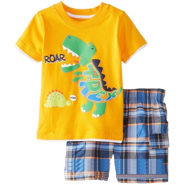 Green Crocodile Baby Boy Clothes Set Bike Children Tee Shirts Pants Suits Kids Outfit 100% Cotton Tops Panties 2 3 4 5 6 7 Years - e'Rods Imports