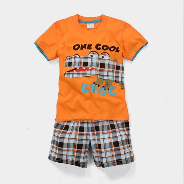 Green Crocodile Baby Boy Clothes Set Bike Children Tee Shirts Pants Suits Kids Outfit 100% Cotton Tops Panties 2 3 4 5 6 7 Years - e'Rods Imports