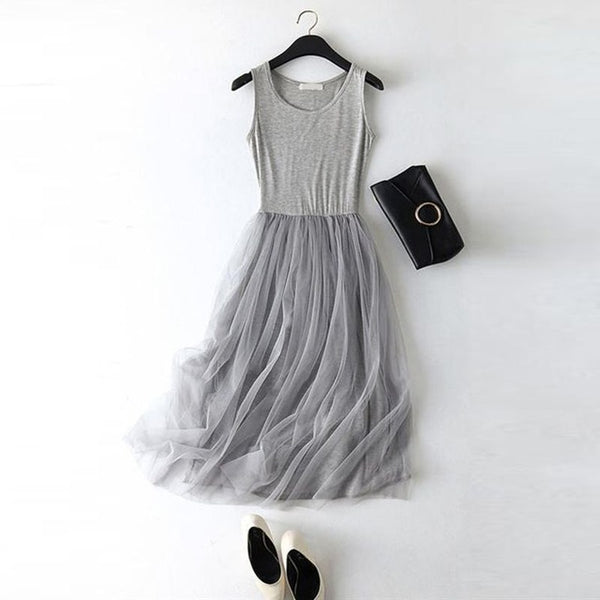 New Sexy Lace Vest Dress Women Sleeveless O-neck Loose Spaghetti Strap Spring Summer Dress - e'Rods Imports