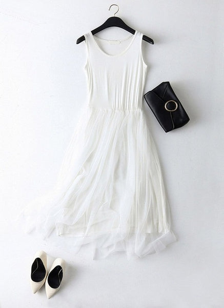 New Sexy Lace Vest Dress Women Sleeveless O-neck Loose Spaghetti Strap Spring Summer Dress - e'Rods Imports