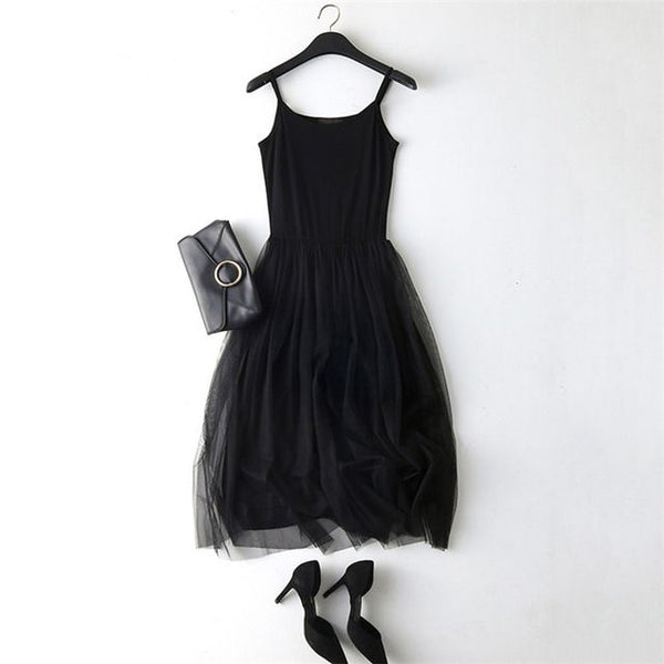 New Sexy Lace Vest Dress Women Sleeveless O-neck Loose Spaghetti Strap Spring Summer Dress - e'Rods Imports