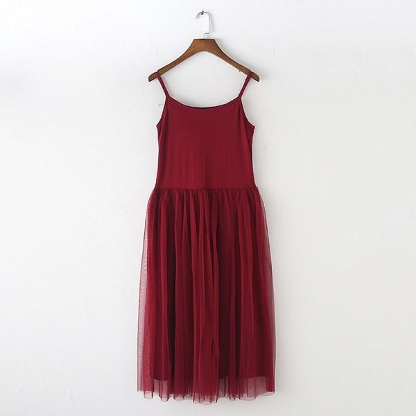 New Sexy Lace Vest Dress Women Sleeveless O-neck Loose Spaghetti Strap Spring Summer Dress - e'Rods Imports