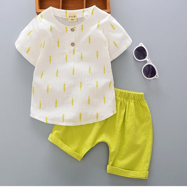 Kids Clothes Summer Cotton Linen Boys Sets T Shirt + Shorts Toddler Boys Girls Children Clothing Baby Boy Infant Toddler 0-4Y - e'Rods Imports