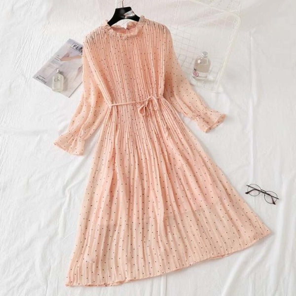 Women Print Pleated Chiffon Dress 2019 Spring Summer New Hot Fashion - e'Rods Imports