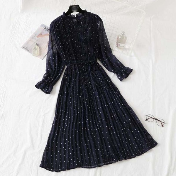 Women Print Pleated Chiffon Dress 2019 Spring Summer New Hot Fashion - e'Rods Imports