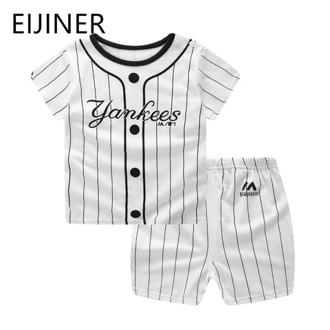 Striped Baby Boy Clothes Summer Newborn Baby Boy Clothes Set 2pcs Cotton Baby Girl Clothing Suit Shirt+Pants Infant Clothes Set - e'Rods Imports