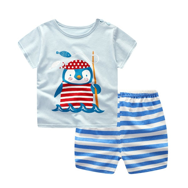 Striped Baby Boy Clothes Summer Newborn Baby Boy Clothes Set 2pcs Cotton Baby Girl Clothing Suit Shirt+Pants Infant Clothes Set - e'Rods Imports