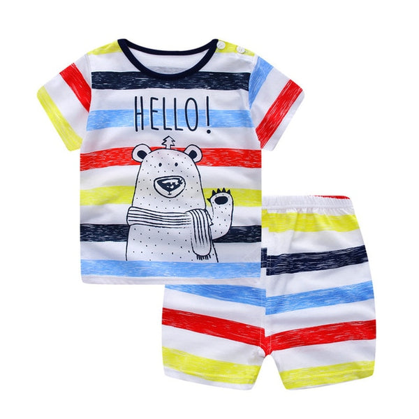 Striped Baby Boy Clothes Summer Newborn Baby Boy Clothes Set 2pcs Cotton Baby Girl Clothing Suit Shirt+Pants Infant Clothes Set - e'Rods Imports